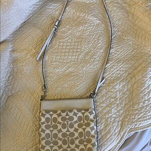 Coach Signature Crossbody Bag - Cream and White